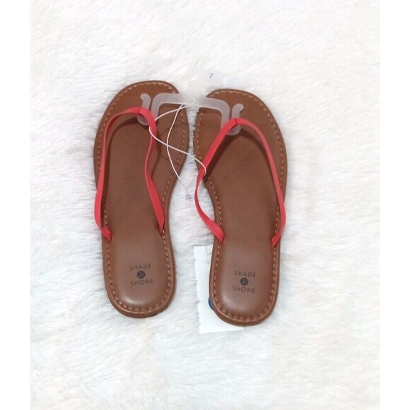 SHADE & SHORE Women's Faux Leather Flip Flop Sandals "CORAL" (Size 7) BRAND NEW - Picture 1 of 6